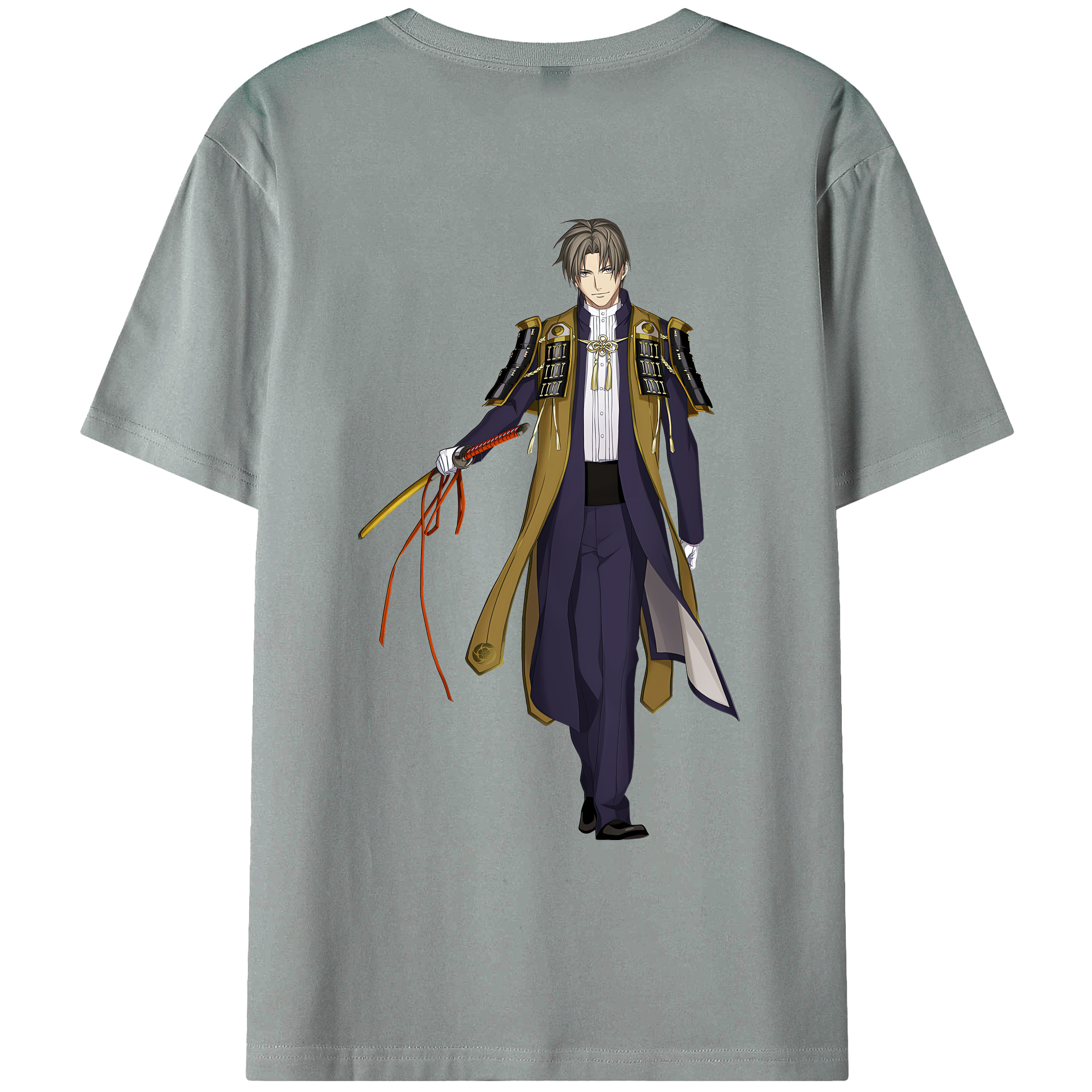 （画像用） 刀剣乱舞 Touken Ranbu 綿100％ メンズ半袖Tシャツ（バックプリント） 通気性
